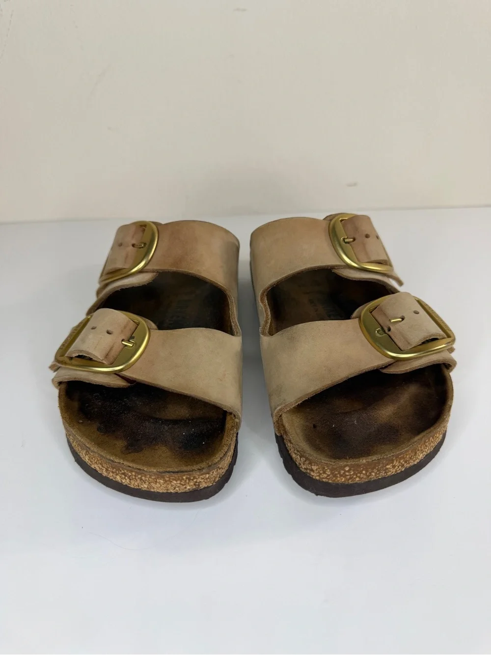 Birkenstock Sandals Slides Women Size 38 US 7 Double Strap Tan Buckle Germany - Picture 2 of 16